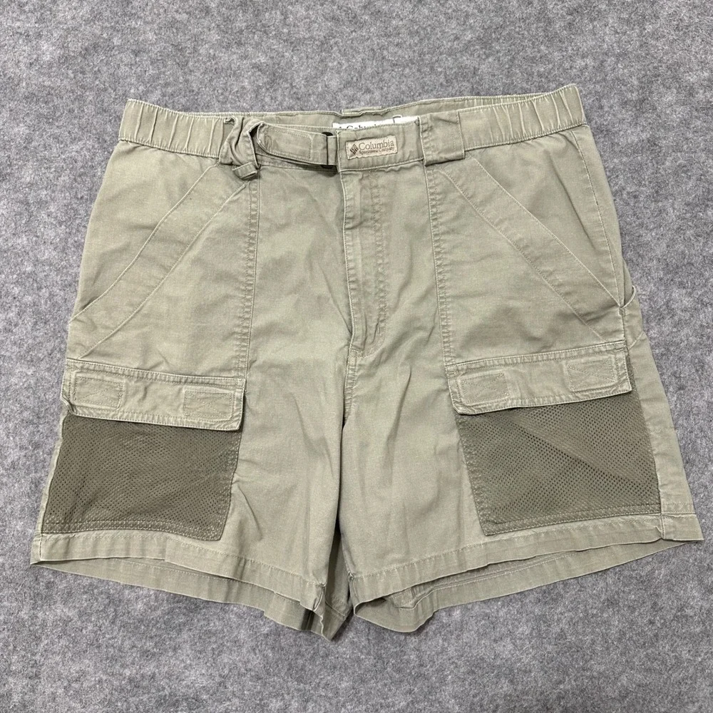 Columbia PFG Cargo Shorts Mens M Brown Green Vintage Performance Fishing Gear